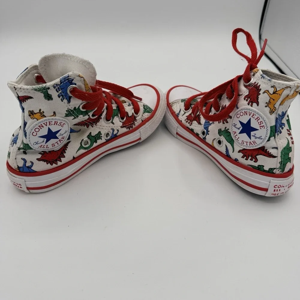 Converse Chuck Taylor All Star Kids 11 Dino High Top Sneakers Red Laces